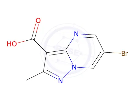 Chemical structure of 6-Bromo-2-methylpyrazolo[1,5-a]pyrimidine-3-carboxylic acid