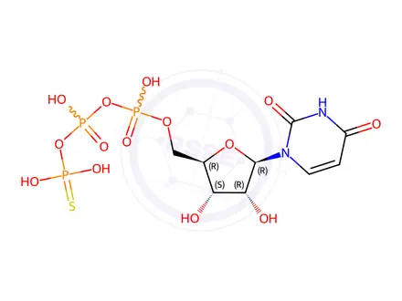 Chemical structure of Uridine 5'-(trihydrogen diphosphate), P'-anhydride with phosphorothioic acid