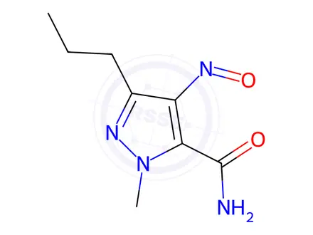 Chemical structure of 1-Methyl-4-nitroso-3-propyl-1H-pyrazole-5-carboxamide