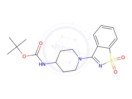 Chemical structure of tert-Butyl (1-(1,1-dioxidobenzo[d]isothiazol-3-yl)piperidin-4-yl)carbamate