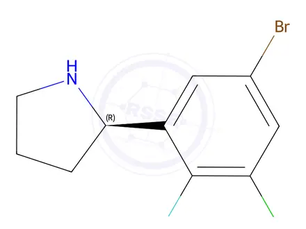 Chemical structure of (R)-2-(5-bromo-3-chloro-2-fluorophenyl)pyrrolidine