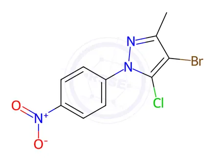 Chemical structure of 4-Bromo-5-chloro-3-methyl-1-(4-nitrophenyl)-1H-pyrazole