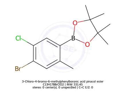 Chemical structure of 2-(4-Bromo-5-chloro-2-methylphenyl)-4,4,5,5-tetramethyl-1,3,2-dioxaborolane