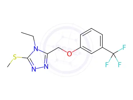 Chemical structure of 4-Ethyl-3-(methylsulfanyl)-5-{[3-(trifluoromethyl)phenoxy]methyl}-4H-1,2,4-triazole