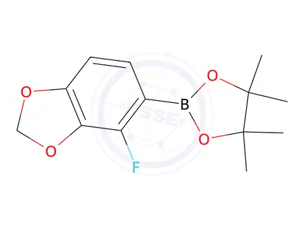 Chemical structure of 2-(4-Fluorobenzo[d][1,3]dioxol-5-yl)-4,4,5,5-tetramethyl-1,3,2-dioxaborolane