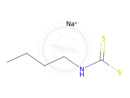 Chemical structure of sodium butyldithiocarbamate