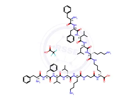 Chemical structure of ent-[Amyloid β-Protein (20-16)]-β-Ala-D-Lys(ent-[Amyloid β-Protein (16-20)])
