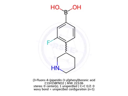 Chemical structure of (3-Fluoro-4-(piperidin-3-yl)phenyl)boronic acid