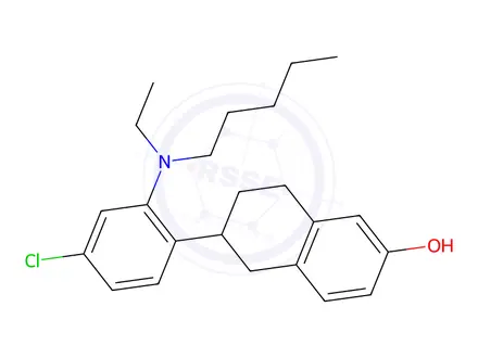 Chemical structure of 6-(4-chloro-2-(ethyl(pentyl)amino)phenyl)-5,6,7,8-tetrahydronaphthalen-2-ol
