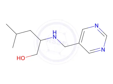 Chemical structure of 4-Methyl-2-((pyrimidin-5-ylmethyl)amino)pentan-1-ol