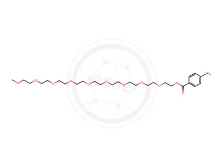 Chemical structure of 2,5,8,11,14,17,20,23,26-Nonaoxaoctacosan-28-yl 4-aminobenzoate
