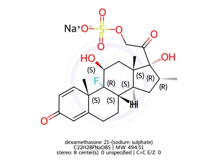 Chemical structure of dexamethasone 21-(sodium sulphate)