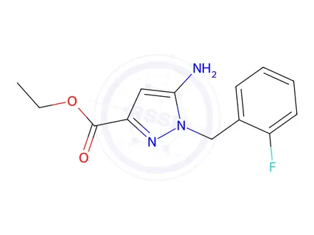 Chemical structure of Ethyl 5-amino-1-(2-fluorobenzyl)-1H-pyrazole-3-carboxylate, 97%