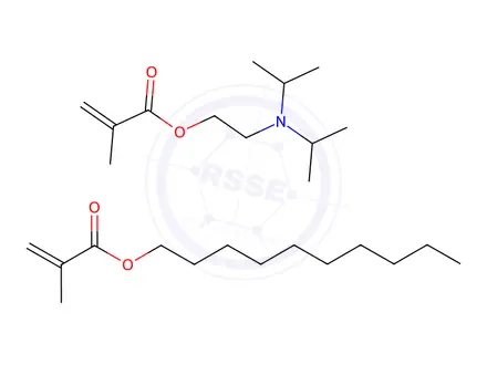 Chemical structure of 2-Propenoic acid, 2-methyl-, 2-[bis(1-methylethyl) amino]ethyl ester, polymer with decyl 2-methyl-2-propenoate