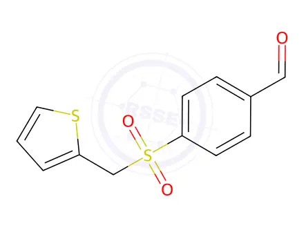 Chemical structure of 4-((Thiophen-2-ylmethyl)sulfonyl)benzaldehyde