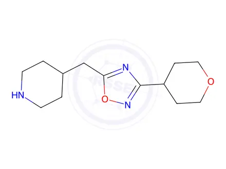 Chemical structure of 4-{[3-(oxan-4-yl)-1,2,4-oxadiazol-5-yl]methyl}piperidine