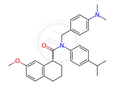 Chemical structure of N-[[4-(dimethylamino)phenyl]methyl]-7-methoxy-N-(4-propan-2-ylphenyl)-1,2,3,4-tetrahydronaphthalene-1-carboxamide
