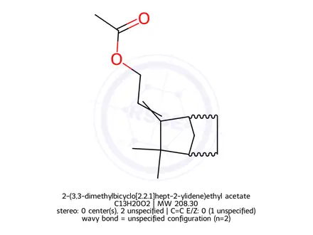 Chemical structure of 2-(3,3-dimethylbicyclo[2.2.1]hept-2-ylidene)ethyl acetate
