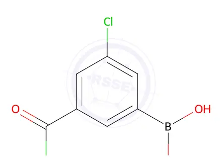 Chemical structure of 5,5',5''-(1,3,5,2,4,6-Trioxatriborinane-2,4,6-triyl)tris(3-chlorobenzoyl chloride)