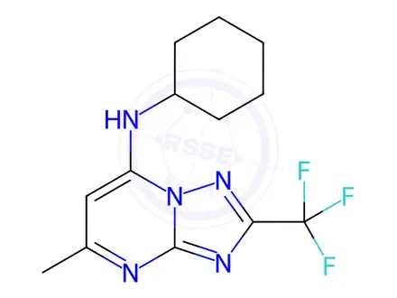 Chemical structure of N-Cyclohexyl-5-methyl-2-(trifluoromethyl)-[1,2,4]triazolo[1,5-a]pyrimidin-7-amine
