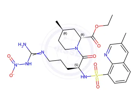 Chemical structure of N-Nitro-1,2,3,4-tetradehydro Argatroban Ethyl Ester