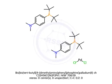 Chemical structure of Bis{bis(tert-butyl)[4-(dimethylamino)phenyl]phosphine}palladium(II) chloride(Pd-132)