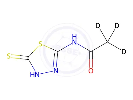 Chemical structure of 2-Acetamido-5-mercapto-1,3,4-thiadiazole-D3