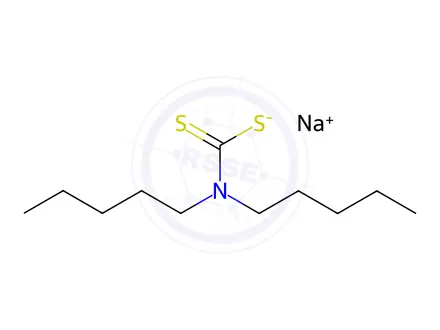 Chemical structure of sodium dipentyldithiocarbamate