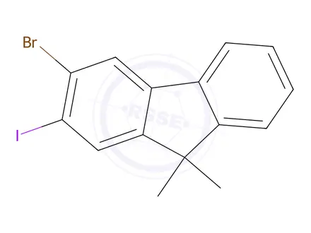 Chemical structure of 3-bromo-2-iodo-9,9-dimethyl-9H-fluorene