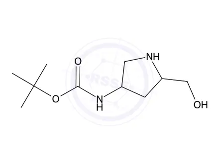 Chemical structure of Carbamic acid, N-[5-(hydroxymethyl)-3-pyrrolidinyl]-, 1,1-dimethylethyl ester