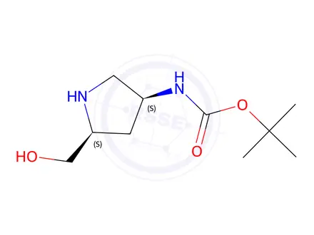 Chemical structure of tert-Butyl ((3S,5S)-5-(hydroxymethyl)pyrrolidin-3-yl)carbamate