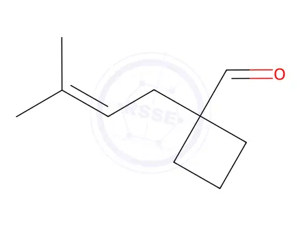 Chemical structure of 1-(3-Methylbut-2-en-1-yl)cyclobutane-1-carbaldehyde