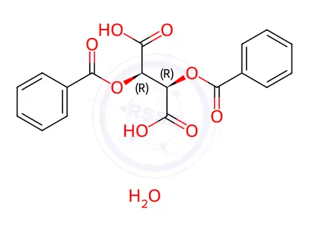 Chemical structure of (-)-O,O-Dibenzoyl-L-tartaric acid monohydrate