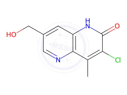 Chemical structure of 1,5-Naphthyridin-2(1H)-one, 3-chloro-7-(hydroxymethyl)-4-methyl-