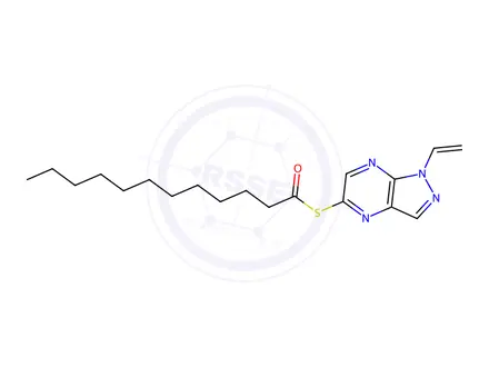 Chemical structure of S-(1-Vinyl-1H-pyrazolo[3,4-b]pyrazin-5-yl) dodecanethioate