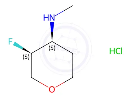 Chemical structure of (3S,4S)-3-fluoro-N-methyltetrahydro-2H-pyran-4-amine hydrochloride