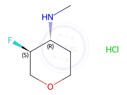 Chemical structure of (3S,4R)-3-fluoro-N-methyltetrahydro-2H-pyran-4-amine hydrochloride