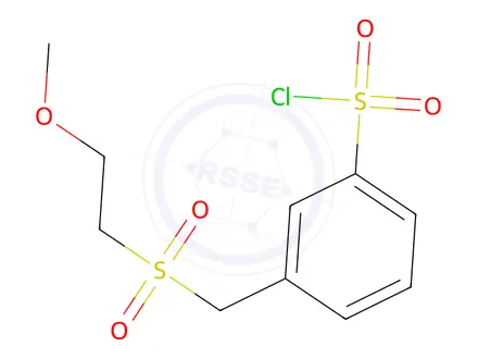 Chemical structure of 3-[(2-methoxyethanesulfonyl)methyl]benzene-1-sulfonyl chloride