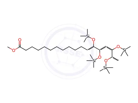 Chemical structure of 13,14,16,17-Tetrakis[(trimethylsilyl)oxy]octadecanoic acid methyl ester