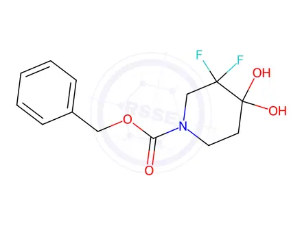 Chemical structure of Benzyl 3,3-difluoro-4,4-dihydroxypiperidine-1-carboxylate