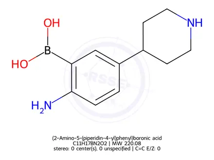 Chemical structure of (2-Amino-5-(piperidin-4-yl)phenyl)boronic acid