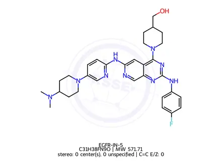 Chemical structure of (1-(6-((5-(4-(Dimethylamino)piperidin-1-yl)pyridin-2-yl)amino)-2-((4-fluorophenyl)amino)pyrido[3,4-d]pyrimidin-4-yl)piperidin-4-yl)methanol