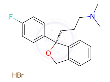 Chemical structure of 3-(1-(4-Fluorophenyl)-1,3-dihydroisobenzofuran-1-yl)-N,N-dimethylpropan-1-amine Hydrobromide