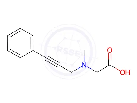 Chemical structure of N-methyl-N-(3-phenylprop-2-yn-1-yl)glycine
