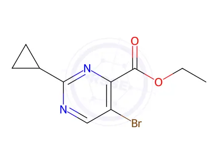 Chemical structure of ethyl 5-bromo-2-cyclopropylpyrimidine-4-carboxylate