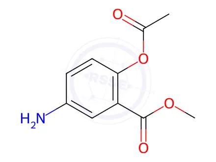 Chemical structure of Benzoic acid, 2-(acetyloxy)-5-amino-, methyl ester