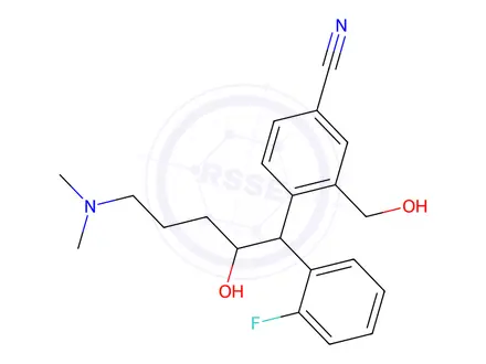 Chemical structure of 4-(5-(dimethylamino)-1-(2-fluorophenyl)-2-hydroxypentyl)-3-(hydroxymethyl)benzonitrile