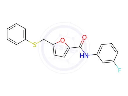 Chemical structure of N-(3-Fluorophenyl)-5-((phenylthio)methyl)furan-2-carboxamide