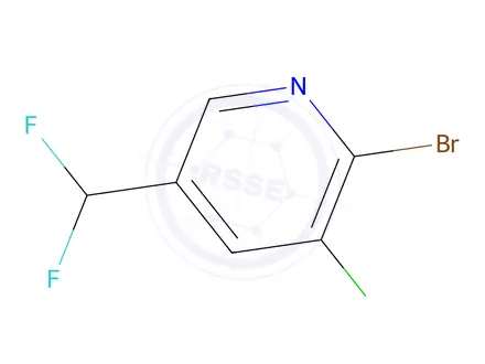 Chemical structure of 2-Bromo-3-chloro-5-(difluoromethyl)pyridine