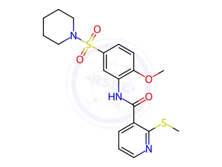 Chemical structure of N-(2-Methoxy-5-(piperidin-1-ylsulfonyl)phenyl)-2-(methylthio)nicotinamide
